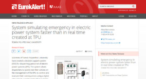 From EurekAlert! | System simulating emergency in electric power system faster than in real time created at TPU